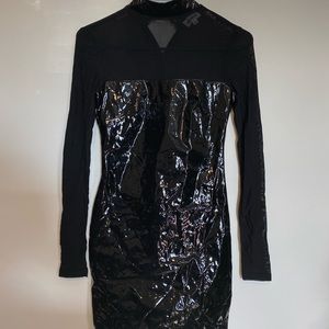 Superdown Black Leather Mesh Dress